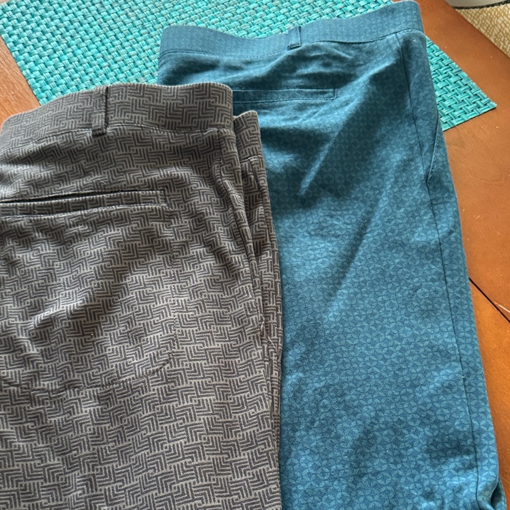 Betabrand Teal and Gray Men's Dress Pants Duo